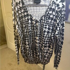 Lane Bryant Monochrome Houndstooth Button Down Shirt